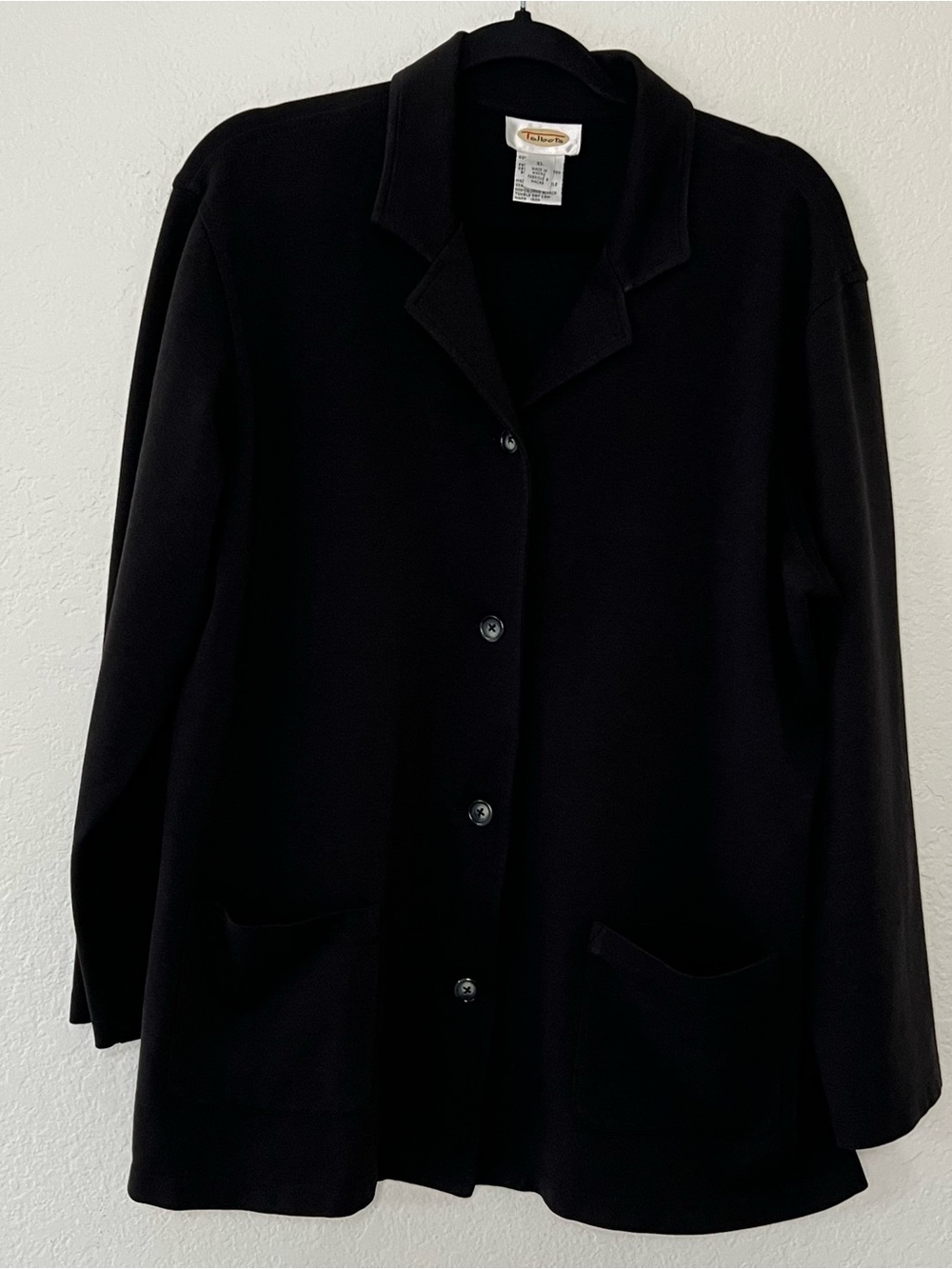 VTG Talbots Black Button‎ Up Shirt Cardigan Shacket Top Women’s Size XL Stretchy